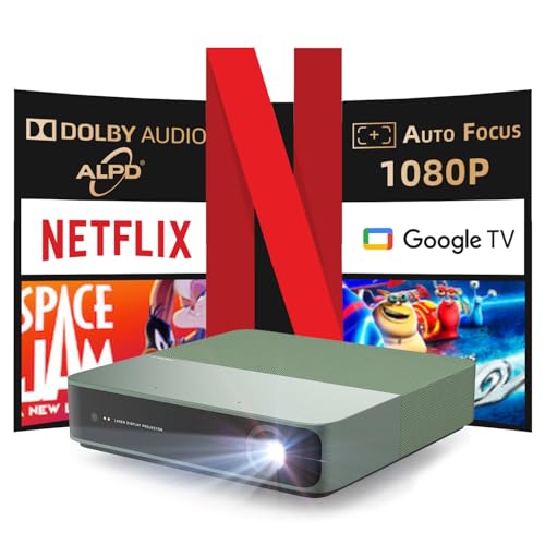 [Netflix Zertifiziert] Formovie Wemax S5 Mini Beamer, ALPD Laser Projektor, Google TV, Klein Tragbar, Type-C für Powerbank, Smart 1080P, 500 ISO Lumen, HDR10, 4K-Unterstützt, Dolby Audio, Heimkino von Formovie