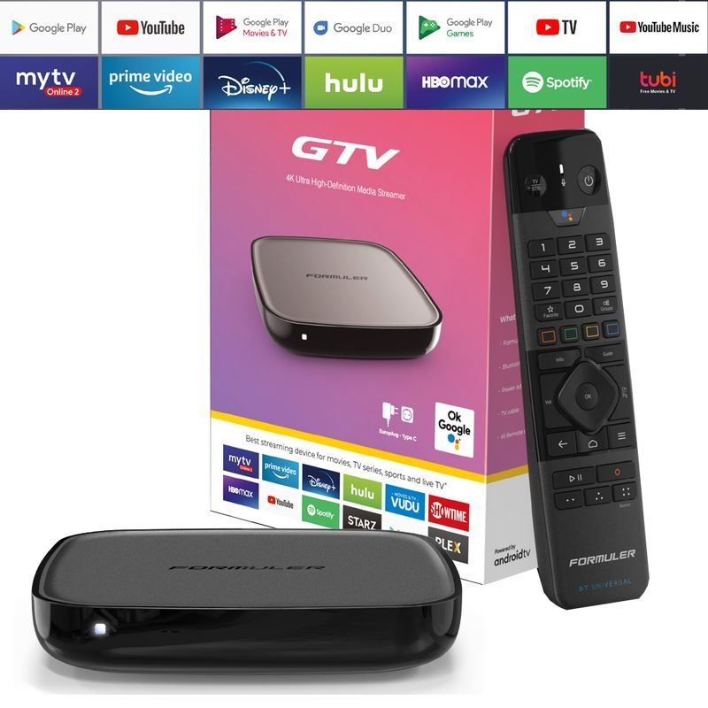 Formuler GTV 4K UHD IPTV Android 9 Player H.265 2GB RAM 16GB Flash Gigabit 5GHz Wlan, Schwarz von Formuler