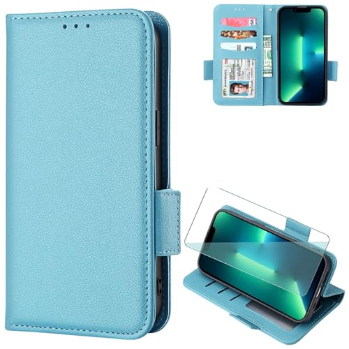 FortiCase Hülle + Displayschutzfolien für OnePlus Nord 4 4G,Flip Magnet Leder mit Hülle Kartenfach WalletStandfunktion Case,Klappbar Stoßfest Handyhülle - Blue-LZ4 von FortiCase