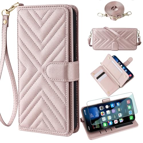 FortiCase Hülle + Displayschutzfolien für OnePlus Nord N2 5G,Flip Magnet Leder mit Hülle Kartenfach WalletStandfunktion Case,Klappbar Stoßfest Handyhülle - Pink-DN4 von FortiCase