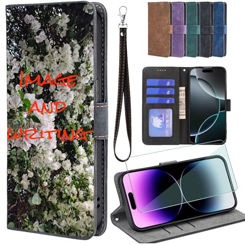 FortiCase Personalisierte Hülle + Displayschutzfolien für Asus ROG Phone 9 pro,Flip Leder Hülle Kartenfach Standfunktion Case,mit Eigenem Foto Bild Text Personalisiert Handyhülle - Black-FD4 von FortiCase