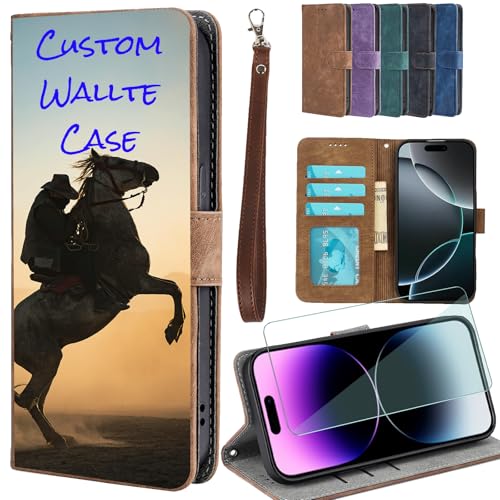 FortiCase Personalisierte Hülle + Displayschutzfolien für Nokia HMD Pulse,Flip Leder Hülle Kartenfach Standfunktion Case,mit Eigenem Foto Bild Text Personalisiert Handyhülle - Brown-FD4 von FortiCase