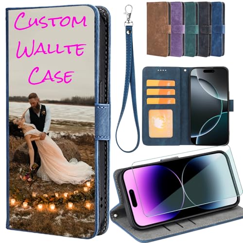 FortiCase Personalisierte Hülle + Displayschutzfolien für OnePlus 13T,Flip Leder Hülle Kartenfach Standfunktion Case,mit Eigenem Foto Bild Text Personalisiert Handyhülle - Blue-FD4 von FortiCase