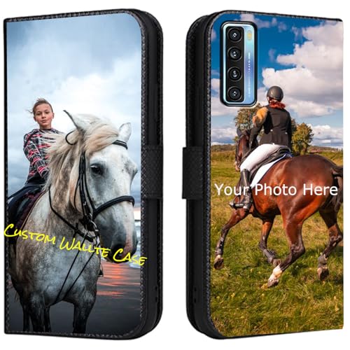 FortiCase Personalisierte Hülle für Cricket Debut S2,Flip Leder Hülle Kartenfach Standfunktion Case,mit Eigenem Foto Bild Text Personalisiert Handyhülle - Black-LN4 von FortiCase