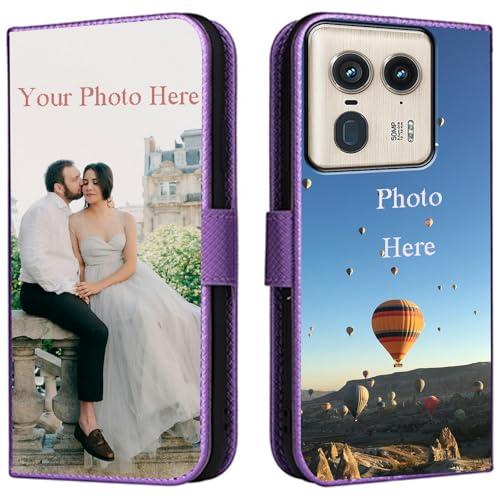 FortiCase Personalisierte Hülle für Motorola Edge 50 Ultra 5G,Flip Leder Hülle Kartenfach Standfunktion Case,mit Eigenem Foto Bild Text Personalisiert Handyhülle - Purple-LN4 FortiCase Personalisierte Hülle für Motorola Edge 50 Ultra 5G,Flip Leder Hülle Kartenfach Standfunktion Case,mit Eigenem Foto Bild Text Personalisiert Handyhülle - Purple-LN4 von FortiCase
