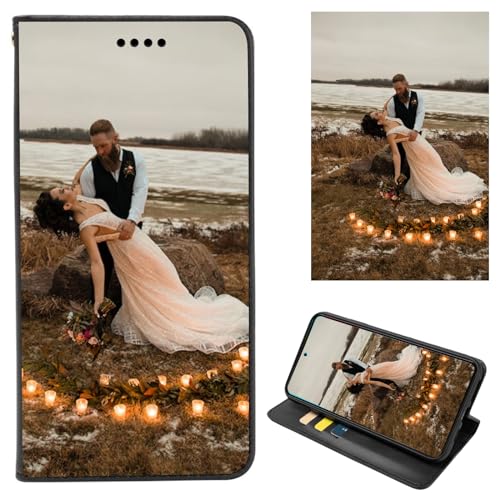 FortiCase Personalisierte Hülle für iPhone 11,Flip Leder Hülle Kartenfach Standfunktion Case,mit Eigenem Foto Bild Text Personalisiert Handyhülle - Black von FortiCase