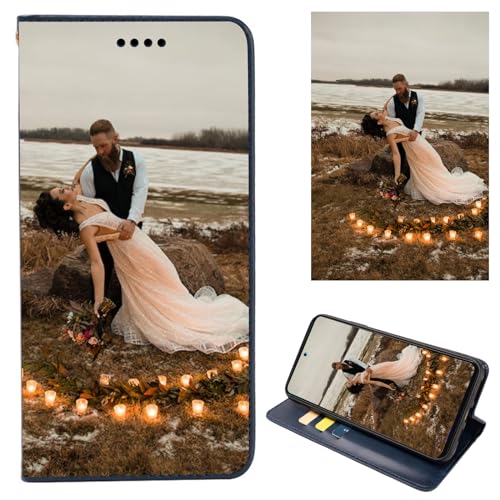 FortiCase Personalisierte Hülle für iPhone 12 Mini,Flip Leder Hülle Kartenfach Standfunktion Case,mit Eigenem Foto Bild Text Personalisiert Handyhülle - Blue von FortiCase