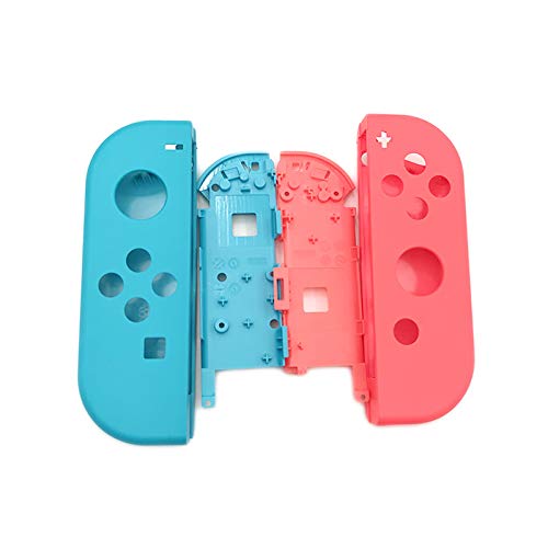 Ersatz-Gehäuse für Nintendo Switch Joy-Con (Frontplatte, inkl. Mittelbatterieplatte) Blue+Orange Red von Fortune Cats