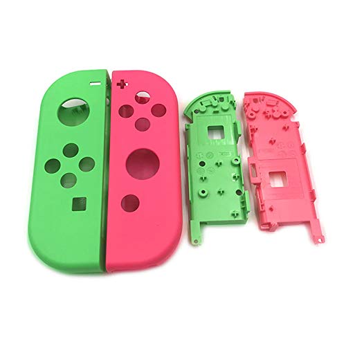 Ersatz-Gehäuse für Nintendo Switch Joy-Con (Frontplatte, inkl. Mittelbatterieplatte) Grün/Rosa von Fortune Cats