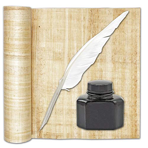 Forum Traiani Kalligraphie Set Feder und Tinte, Schreibfeder mit Tintenfass, Calligraphy set dip pen als Geschenke für Lehrerinnen, echte Feder zum Schreiben mit 40ml schwarzer Tinte von Forum Traiani