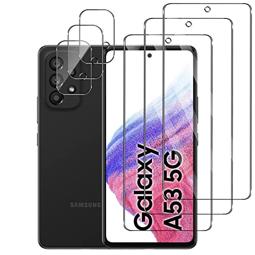 (3+3 Stück) Schutzfolie für Panzerglas für Samsung Galaxy A53 5G + Kamera folie, 9H Härte Panzerfolie, Anti-Fingerabdruck, HD Panzerglasfolie für Samsung Galaxy A53 5G (Transparent) von Foryo