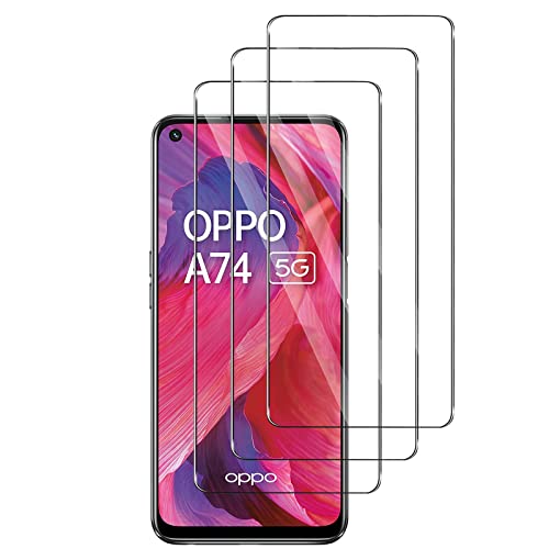 [3 Stück] Schutzfolie für Panzerglas für Oppo A74 5G, 9H Panzerglasfolie, Anti-Kratzen Glasfolie, Frei von Kratzern, HD Displayschutzfolie für Oppo A74 5G von Foryo