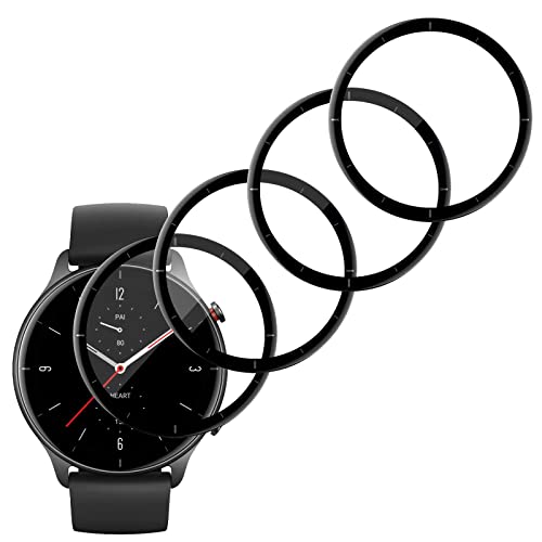 [4-Stück] Kompatibel mit Amazfit Amazfit GTR 2e, 3D Gebogene Vollabdeckung Schutz Displayschutzfolie, Wasserdicht Folie Anti-Kratzer Blasenfrei HD Klar für Amazfit GTR 2e von Foryo