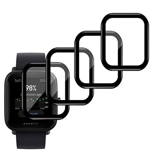 [4-Stück] Kompatibel mit Amazfit Bip U/Amazfit Bip U Pro, 3D Gebogene Vollabdeckung Schutz Displayschutzfolie, Wasserdicht Folie Anti-Kratzer Blasenfrei HD Klar für Amazfit Bip U/Amazfit Bip U Pro von Foryo
