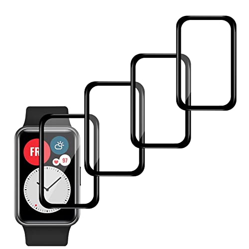 [4-Stück] Kompatibel mit Huawei Watch Fit/HONOR Watch ES, 3D Gebogene Vollabdeckung Schutz Displayschutzfolie, Wasserdicht Folie Anti-Kratzer Blasenfrei HD Klar von Foryo