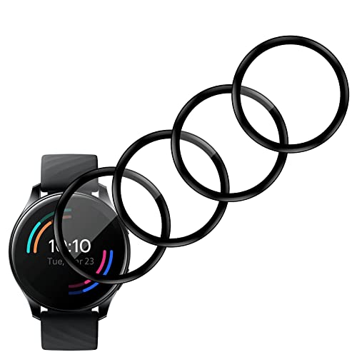 [4-Stück] Kompatibel mit OnePlus Watch, 3D Gebogene Vollabdeckung Schutz Displayschutzfolie, Wasserdicht Folie Anti-Kratzer Blasenfrei HD Klar für OnePlus Watch von Foryo