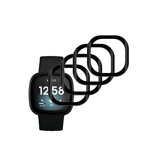 [4-Stück] Kompatibel mit Versa 3 Schutzfolie, 3D Gebogene Vollabdeckung Schutz Displayschutzfolie, Wasserdicht Folie Anti-Kratzer Blasenfrei HD Klar für Versa 3 von Foryo