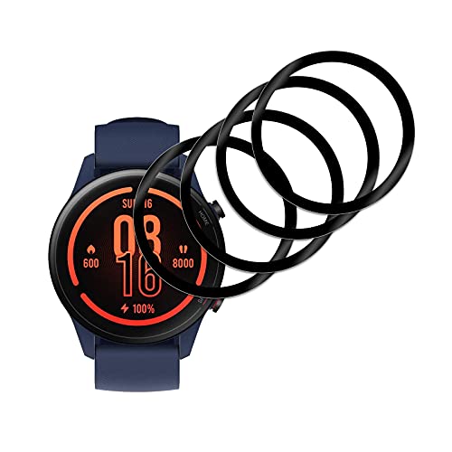 [4-Stück] Kompatibel mit Xiaomi Mi Watch Schutzfolie, 3D Gebogene Vollabdeckung Schutz Displayschutzfolie, Wasserdicht Folie Anti-Kratzer Blasenfrei HD Klar für Xiaomi Mi Watch von Foryo