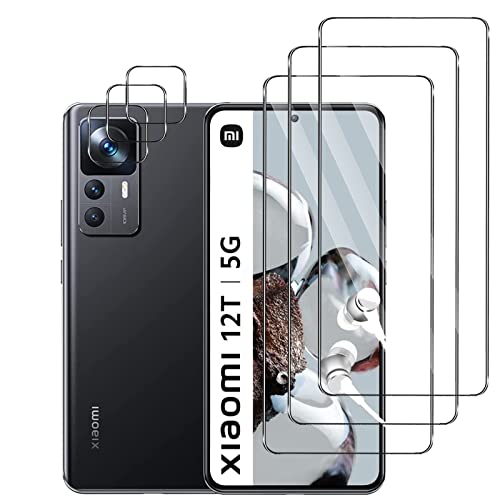 Foryo (3+3 Stück) Schutzfolie für Panzerglas für Xiaomi 12T + Kamera folie, 9H Härte Panzerfolie, Anti-Fingerabdruck, HD Panzerglasfolie für Xiaomi 12T (Transparent) von Foryo