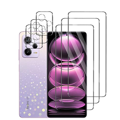 Foryo (3+3 Stück) Schutzfolie für Panzerglas für Xiaomi Redmi Note 12 + Kamera folie, 9H Härte Panzerfolie, Anti-Fingerabdruck, HD Panzerglasfolie für Xiaomi Redmi Note 12 (Transparent) von Foryo