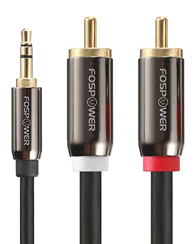 FosPower (1,8m Stereo Audio Kabel 3,5mm Klinken Stecker auf/zu 2x RCA Cinch Stecker Y Splitter Kabel [24k Vergoldet] für Lautsprecher, iPod, mp3 Player, Smartphone, Tablette, Laptop von FosPower