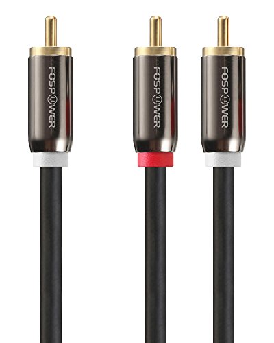 FosPower 1 RCA zu 2 RCA Dual Audiokabel (1,8m / Geschirmt / 24 Karat Vergoldet) 1 Cinch Stecker zu 2 Cinch Stecker Y Splitter Subwoofer-Kabel von FosPower