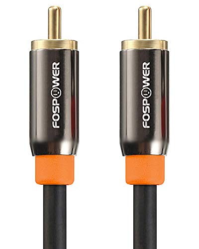 FosPower - Digitales Cinch-Kabel Premium | Vergoldet 24k | Abgeschirmtes Mono-Koaxial-Audiokabel | S/PDIF RCA 1 Stecker auf 1 Stecker | Kabel für Heimkino, HDTV, Subwoofer, Hi-Fi, Heimkino | 0.9m von FosPower
