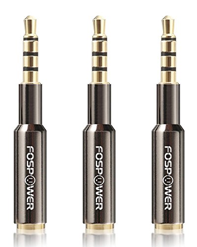 FosPower OMTP 3.5mm Klinkenstecker auf 3,5mm Buchse(3 Stück) Aux Stereo Audio Klinken|Adapter|Konverter|Verlängerung [VERGOLDETE Kontakte]für Kopfhörer/Headset/Lautsprecher/Tablet/Smartphone/Mikrofon von FosPower