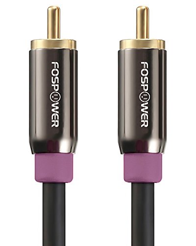 FosPower Premium Mono Subwoofer Kabel[3m Lang] RCA Audiokabel Koax/1 Cinch x 1 Cinchkabel/Soundkabel[24k Vergoldet|Mehrfach Geschirmt] von FosPower