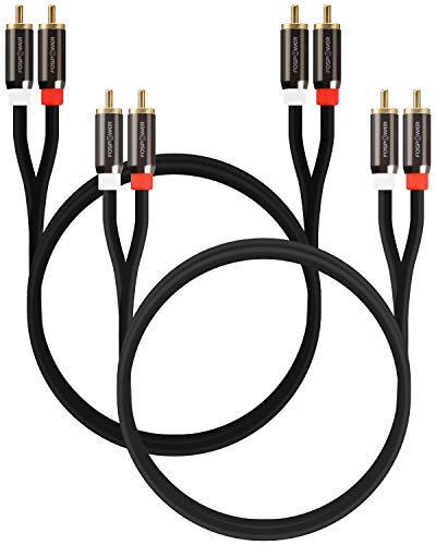 FosPower RCA Kabel (2 Stück/ 1,8m) Stereo Cinch Audio Klinkenkabel (2X RCA Cinch Stecker auf/zu 2X RCA Cinch Stecker) [Vergoldet] für Heimkino, HDTV, Hi-Fi Anlagen, BluRay Player, Spielkonsole von FosPower
