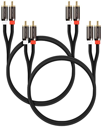 FosPower RCA Kabel (2 Stück / 0,9m) Stereo Cinch Audio Klinkenkabel (2X RCA Cinch Stecker auf/zu 2X RCA Cinch Stecker) [Vergoldet] für Heimkino, HDTV, Hi-Fi Anlagen, BluRay Player, Spielkonsole von FosPower
