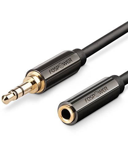 FosPower Stereo Audio Klinken Kabel Adapter Verlängerungskabel (7,5m) Verlängerung für AUX Eingänge 3.5mm Stecker auf 3.5mm Buchse [Vergoldete Kontakte] für Audio iPhone, iPod, iPad, MP3-Player, Kopfhörer, Lautsprecher, Android Smartphones, Tablets - Schwarz von FosPower