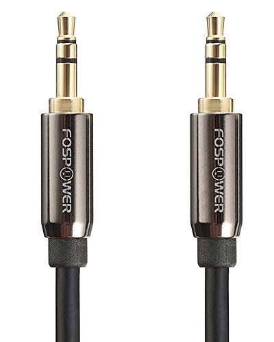 FosPower Stereo Audio Klinkenkabel / Verbindungskabel (7,5m) für AUX Eingänge 3.5mm Adapter auf 3,5 mm Stecker Kabel [ KONTAKTE VERGOLDET | GUTER KLANG] für Auto, KFZ, iPhone, Radio, MP3 Player, Kopfhörer, Lautsprecher, Android Smartphone - Schwarz von FosPower