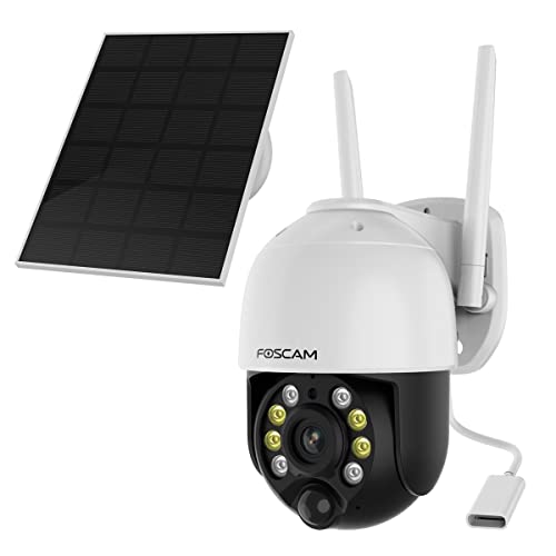 Foscam B4 WLAN Überwachungskamera Weiß inkl. Solarpanel 4MP (2560x1440), Akkubetrieb, WLAN, Schwenk- und Neigefunktion von Foscam