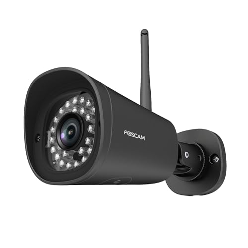 Foscam FI9902P WiFi IP Kamera Sicherheit Cloud-Aufnahme AI Menschliche Erkennung Nachtsicht Kompatibel Alexa (P2P 1080P HD ONVIF) (1080P Schwarz) von Foscam