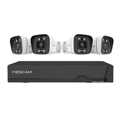 Foscam FNA108E-B4-2T Überwachungsset mit 4 Überwachungskameras weiß von Foscam