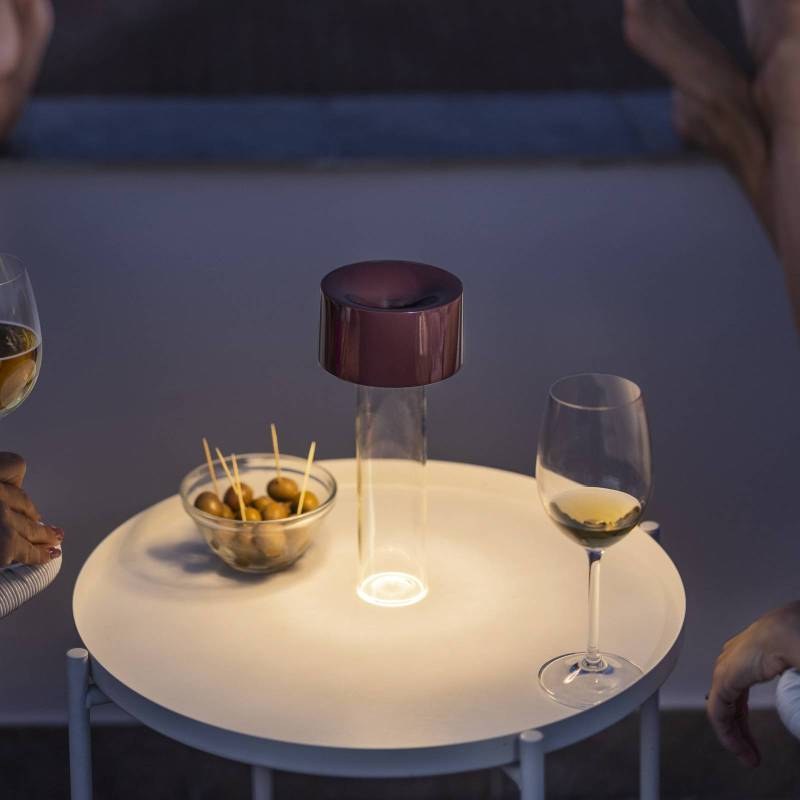 Foscarini LED-Akku-Tischleuchte Fleur, burgunderrot von Foscarini