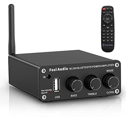 Fosi Audio BL20A Bluetooth 5.0 Heim-Audio-Stereo-Verstärker Mini Hi-Fi Klasse D Integrierter Verstärker U-Disk AUX mit Fernbedienung für Heimlautsprecher 100 Watt × 2 von Fosi Audio