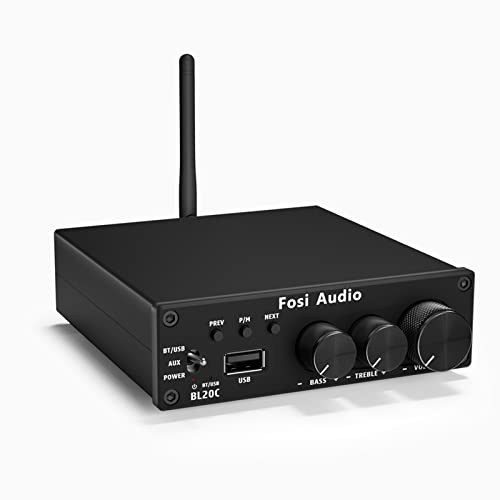 Fosi Audio BL20C HiFi Verstärker 320 Watt, Bluetooth 5.0 Mini 2.1 CH Klass-D TDA7498E Integrierter, 160W x 2 USB Flash Drive Player Leistungsverstärker, für Passivlautsprecher & Subwoofer von Fosi Audio