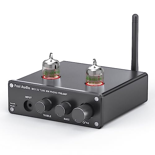 Fosi Audio Box X3 5654W Röhren-Phono-Vorverstärker Plattenspieler-Vorverstärker für MM-Phonographen Bluetooth 5.0 Mini-Stereo-Hi-Fi-Vorverstärker für Home Audio Plattenspieler Sound System von Fosi Audio