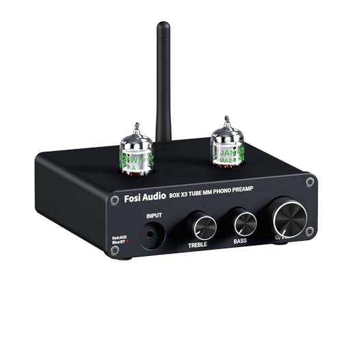 Fosi Audio Box X3 5725W Röhren-Phono-Vorverstärker Plattenspieler-Vorverstärker für MM-Phonographen Bluetooth 5.0 Mini-Stereo-Hi-Fi-Vorverstärker für Home Audio Plattenspieler Sound System von Fosi Audio