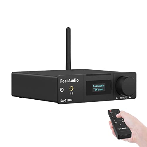 Fosi Audio DA2120D Bluetooth-Empfänger 5.0 Verstärker 200 W 2.1-Kanal Klasse D Hi-Fi Mini Stereo Audio Integrierter digitaler Leistungsverstärker DAC USB Koaxial Optisch zu Audio Konverter mit Fernbed von Fosi Audio