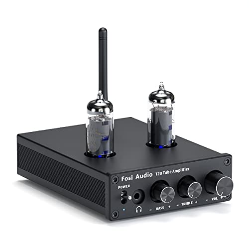 Fosi Audio T20 Röhrenverstärker Valve Amplifier, 2-Kanal Class D Endstufe Bluetooth Mini Kopfhörer Verstärker, 6A2 Vakuumröhren für Lautsprecher von Fosi Audio