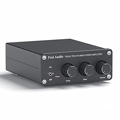 Fosi Audio TB10A 2 Kanal Stereo Audio Verstärker Empfänger Mini Hi-Fi Class D Vollverstärker 2.0CH für Heimlautsprecher 100W x2 mit Bass- und Höhenregler TPA3116 von Fosi Audio