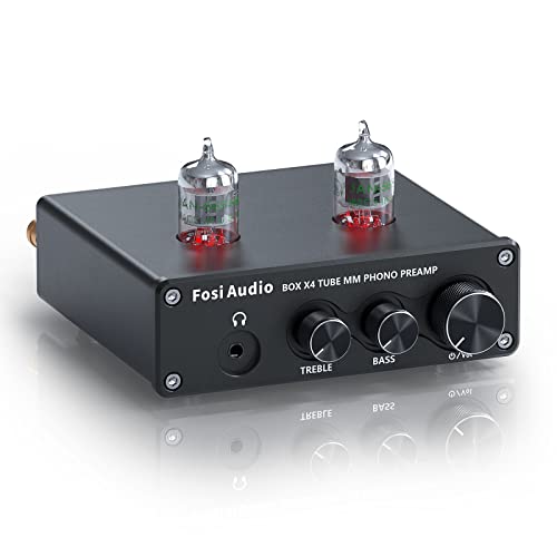 Fosi Audio X4 HiFi Phono Röhren Vorverstärker, Hi-Fi Röhrenvorverstärker Kopfhörerverstärker, JAN 5654W Vakuumröhren für MM Plattenspieler, BOX X4 Gain-Stereo-Audio für Phono-Audiophil von Fosi Audio