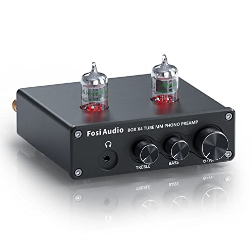 Fosi Audio X4 HiFi Phono Röhren Vorverstärker, Hi-Fi Röhrenvorverstärker Kopfhörerverstärker, JAN 5654W Vakuumröhren für MM Plattenspieler, Box X4 Gain-Stereo-Audio für Phono-Audiophil von Fosi Audio