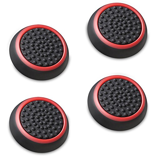 Fosmon (4 pack) Analogstick Kappen Joystick Silikon Aufsätze Schutzkappen Controller Thumbstick Griffe Thumb Grips für PS4 | PS3 | Xbox ONE /ONE S/360 | Nintendo Wii U (Schwarz und Rot) von Fosmon