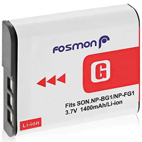 Fosmon Akku für Sony NP-BG1 NP-FG1 Kamera Ersatzakku [3,7 V / 1400 mAh], Li-Ion Batterie für Sony Cyber-Shot W Series Kamera DSC-W120, W110, W115, W130, W150, W170, W210, W300, DSC-T100, DSC-T20, DSC-N1, N2, H50 von Fosmon
