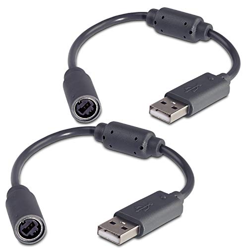 Fosmon Dongle kompatibel mit Microsoft Xbox 360 Controller (Adapter Controller USB Breakaway Kabel) - 2 Pack von Fosmon
