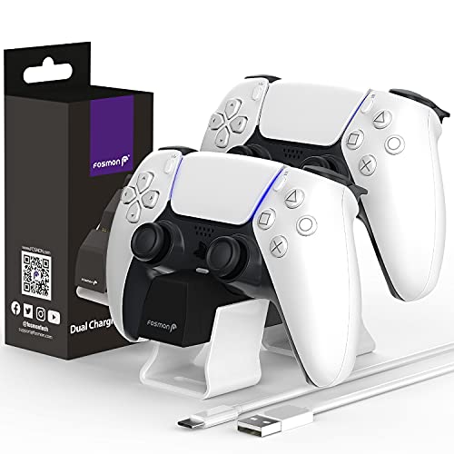 Fosmon Dual Controller Ladestation Kompatibel Mit Sony PS5 Playstation 5 Dualsense Controller, (Place and Charge) Ladestation Schnelllade für Playstation 5 Wireless Controller von Fosmon